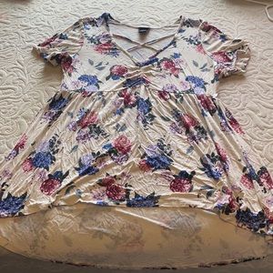 White floral strappy babydoll blouse